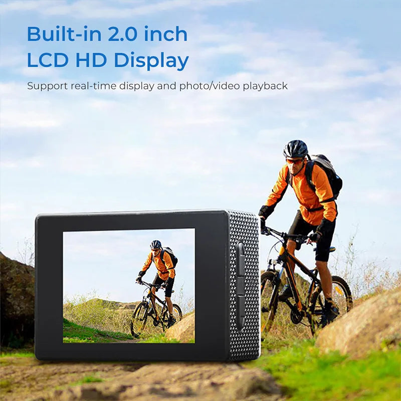 4K Ultra HD Action Camera (3MP, Waterproof, 900mAh)