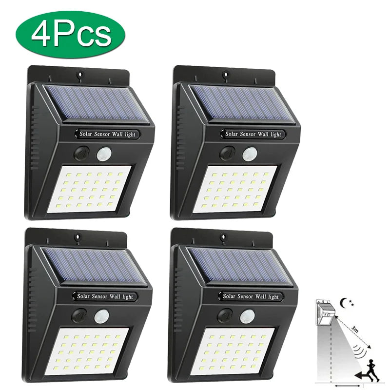 6/30 LED Solar Light PIR Motion Sensor Wall Light Outdoor Solar Lamp Waterproof Solar Powered Sunlight Street Lamp Garden Decor