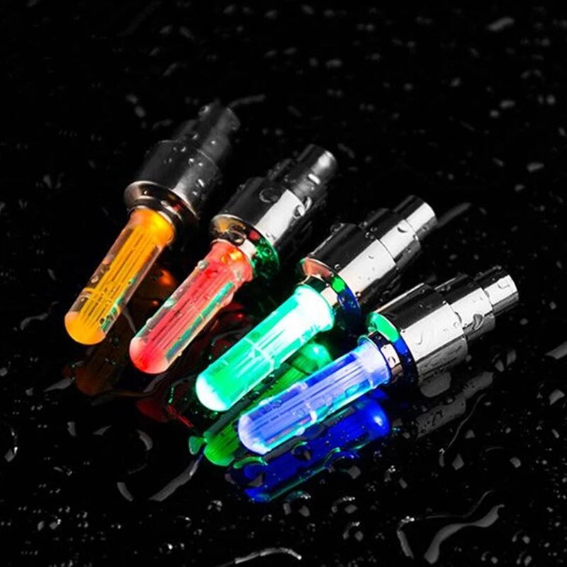2/4Pcs Car Motorcycle Bicycle Tire Valve Caps Light LED Neon Flash Lamp Waterproof Tyre Universal Wheel Lights Car Accessories
