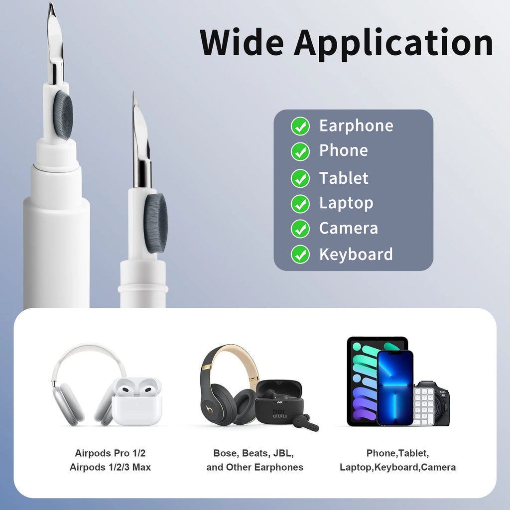 3-in-1 Bluetooth Earbuds Cleaning Pen – AirPods & Wireless Earphone Cleaner Tool