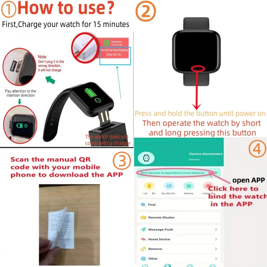 116 Multifunction Smart Watch – Fitness Tracker with Message & Music Control